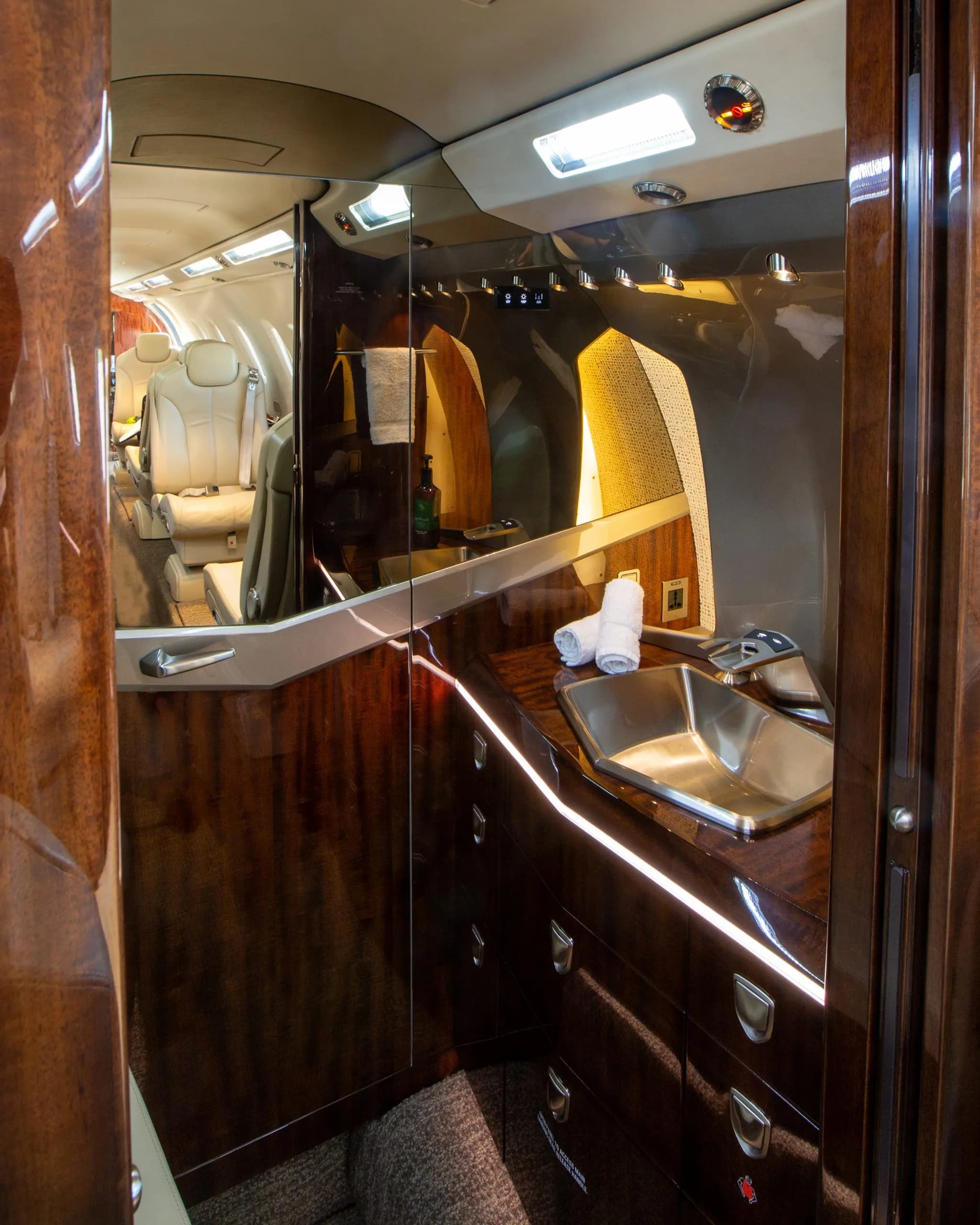 A view of the Citation CJ4 aircraft's lavatory.
