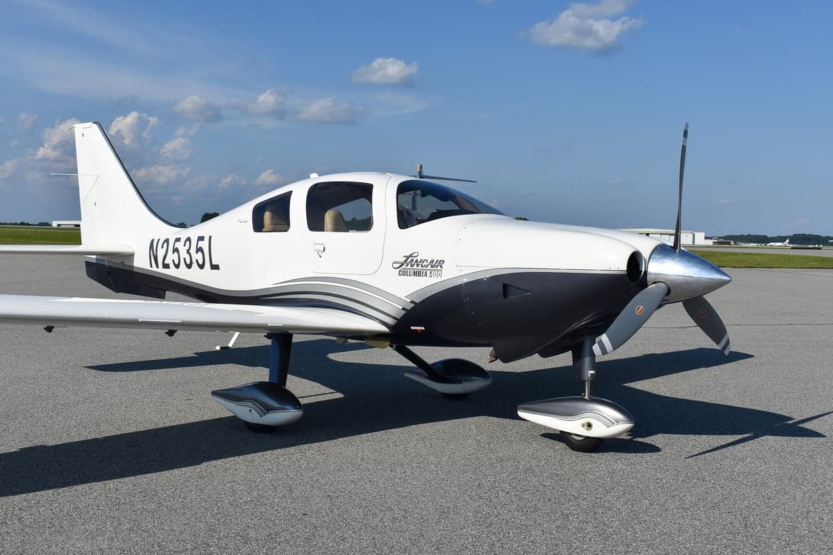 Lancair Columbia 400 aircraft parked on the tarmac.