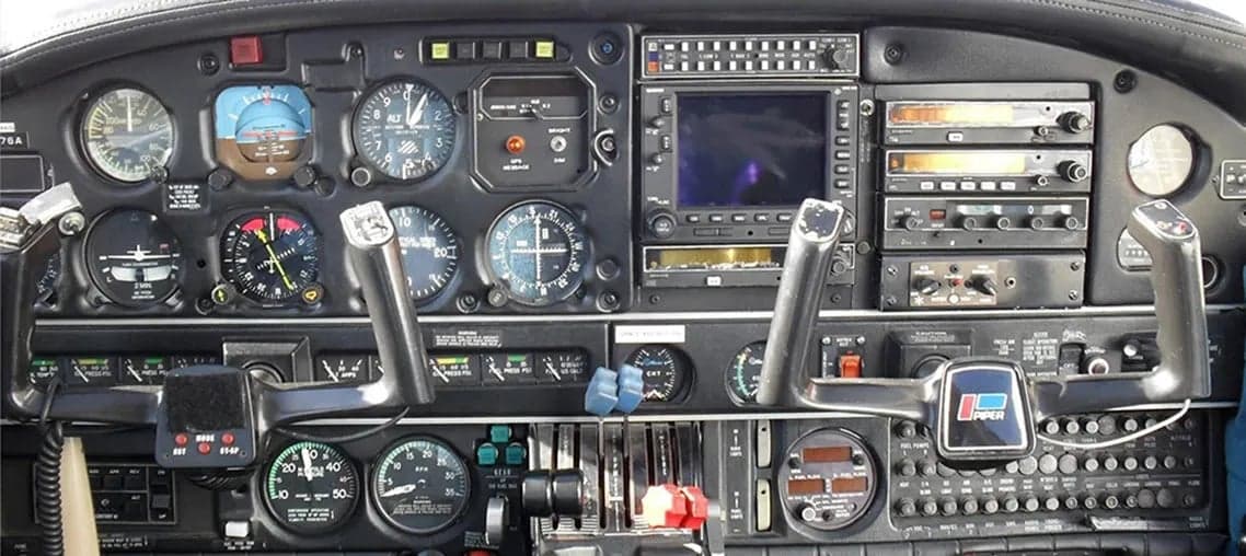 Detailed view of the aircraft's instrument panel.