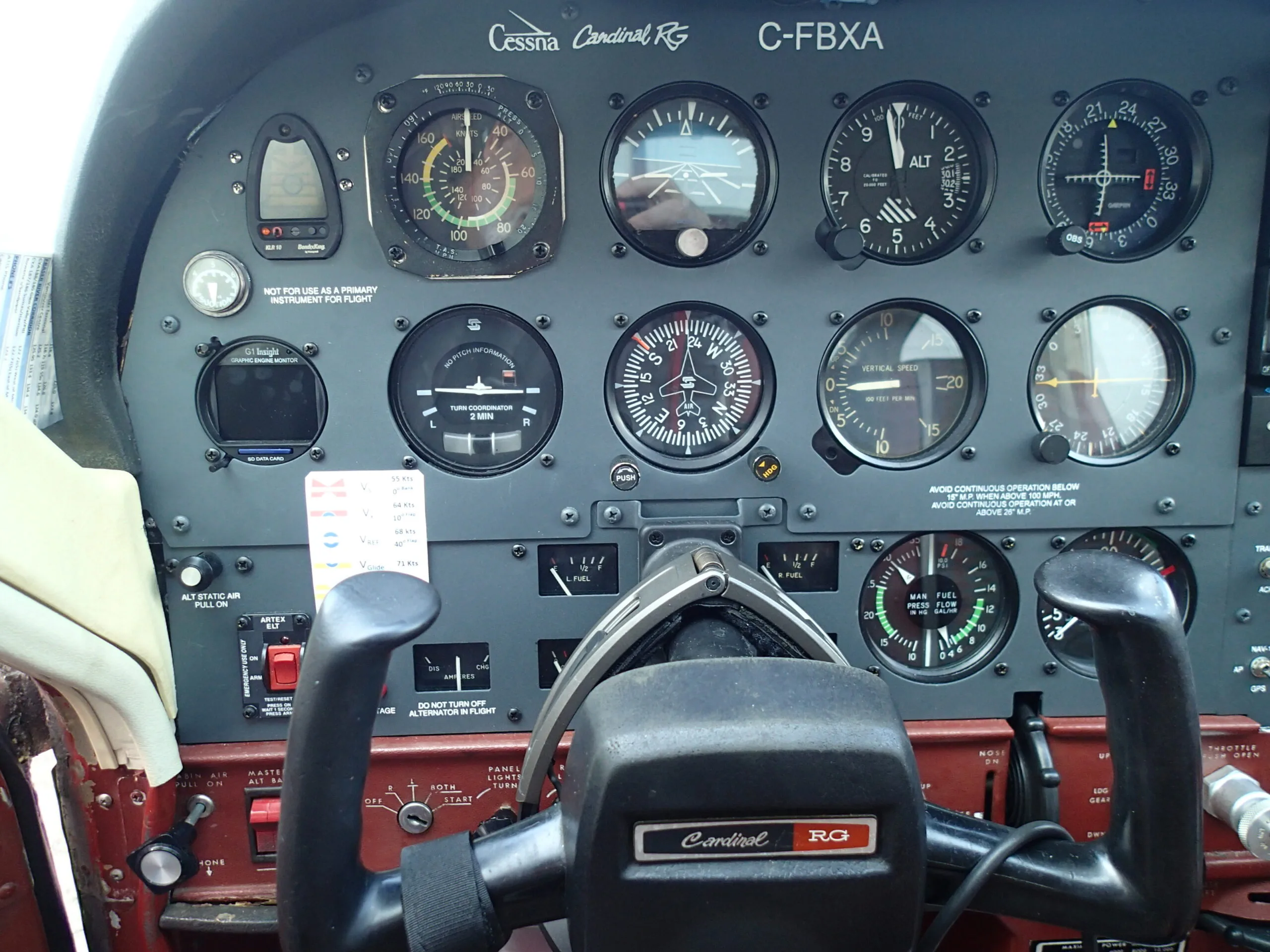 Instrument panel of the Cessna Cardinal RG C-FBXA.