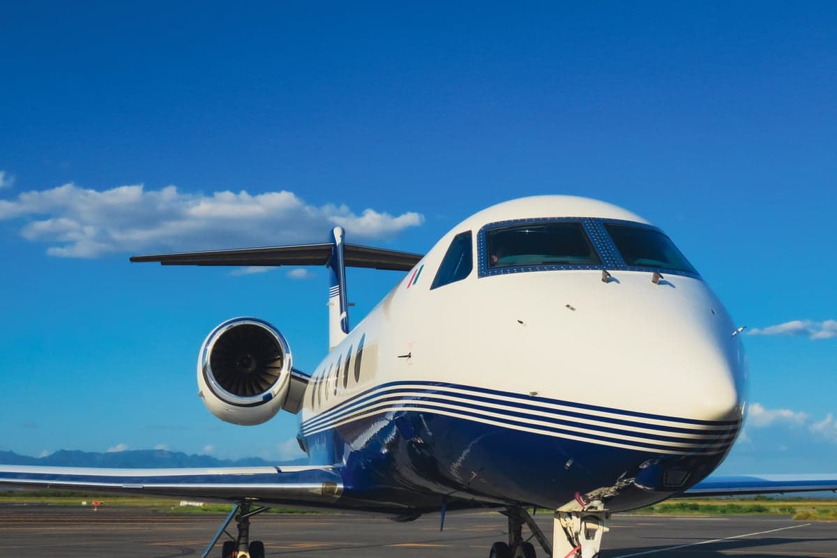 Close up of the front of the XA-OVA aircraft.