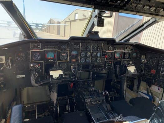View of the aircraft's cockpit instrument panel.