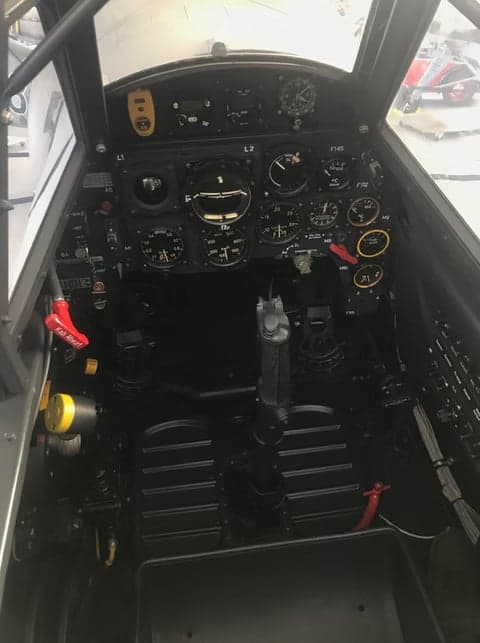 The cockpit of a Messerschmitt Bf 109.