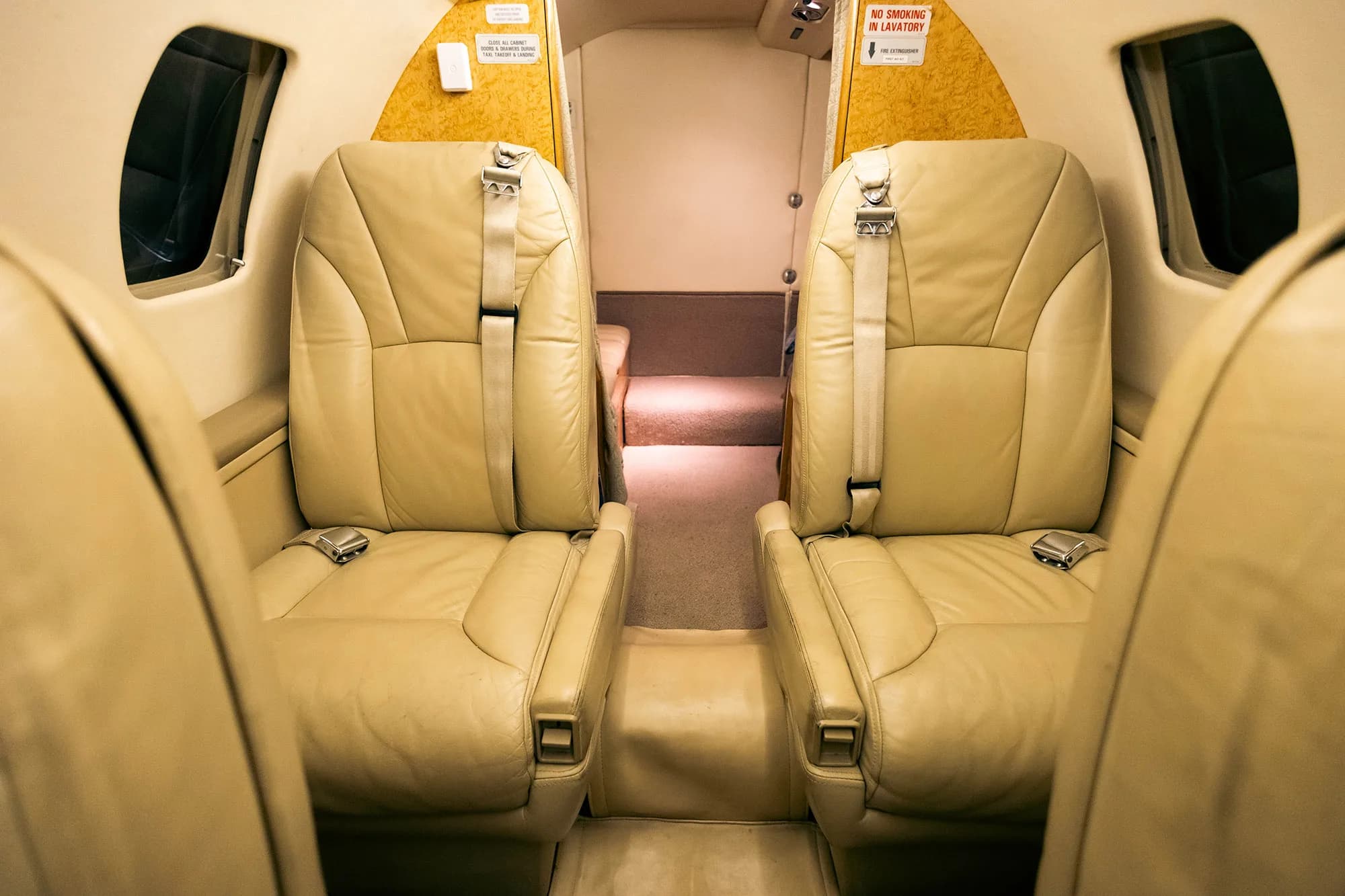 View of the Cessna Citation CJ1+ cabin seats.
