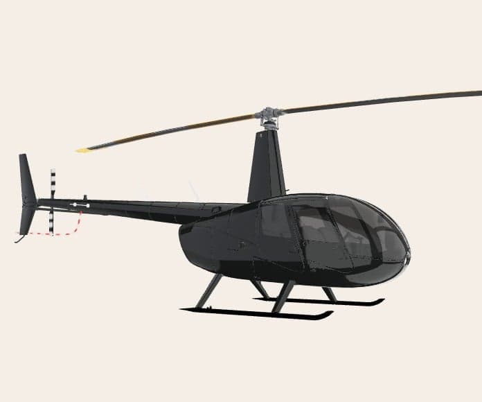 Illustration of a black Robinson helicopter.