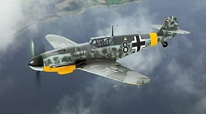 Messerschmitt Bf 109 taking off with the registration D-FMGS.