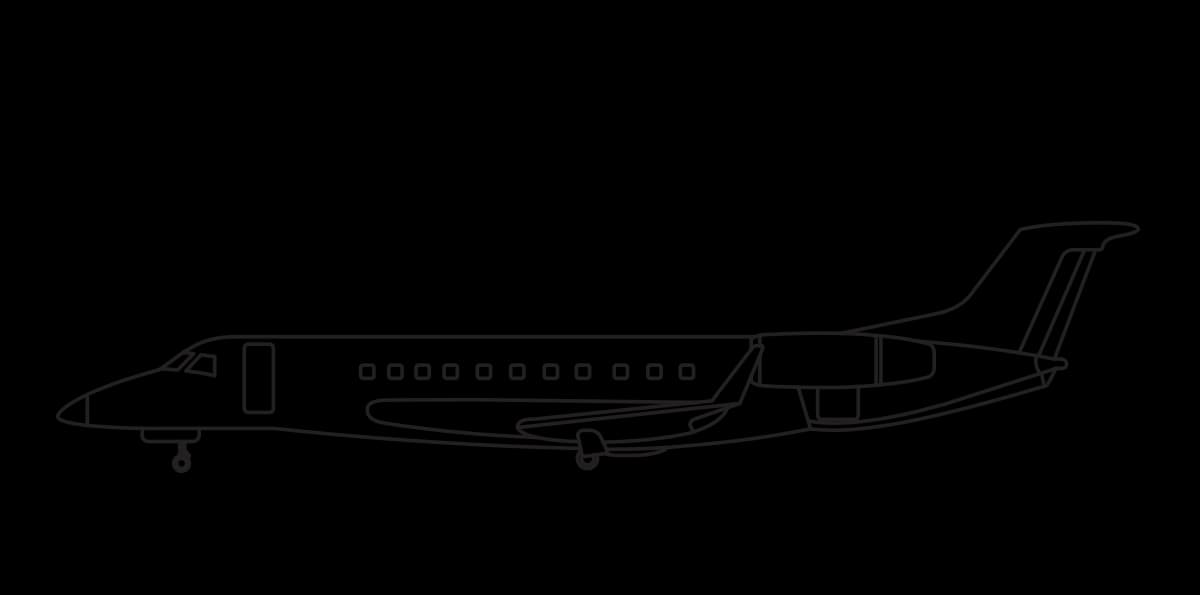 Line drawing of an Embraer Legacy aircraft.