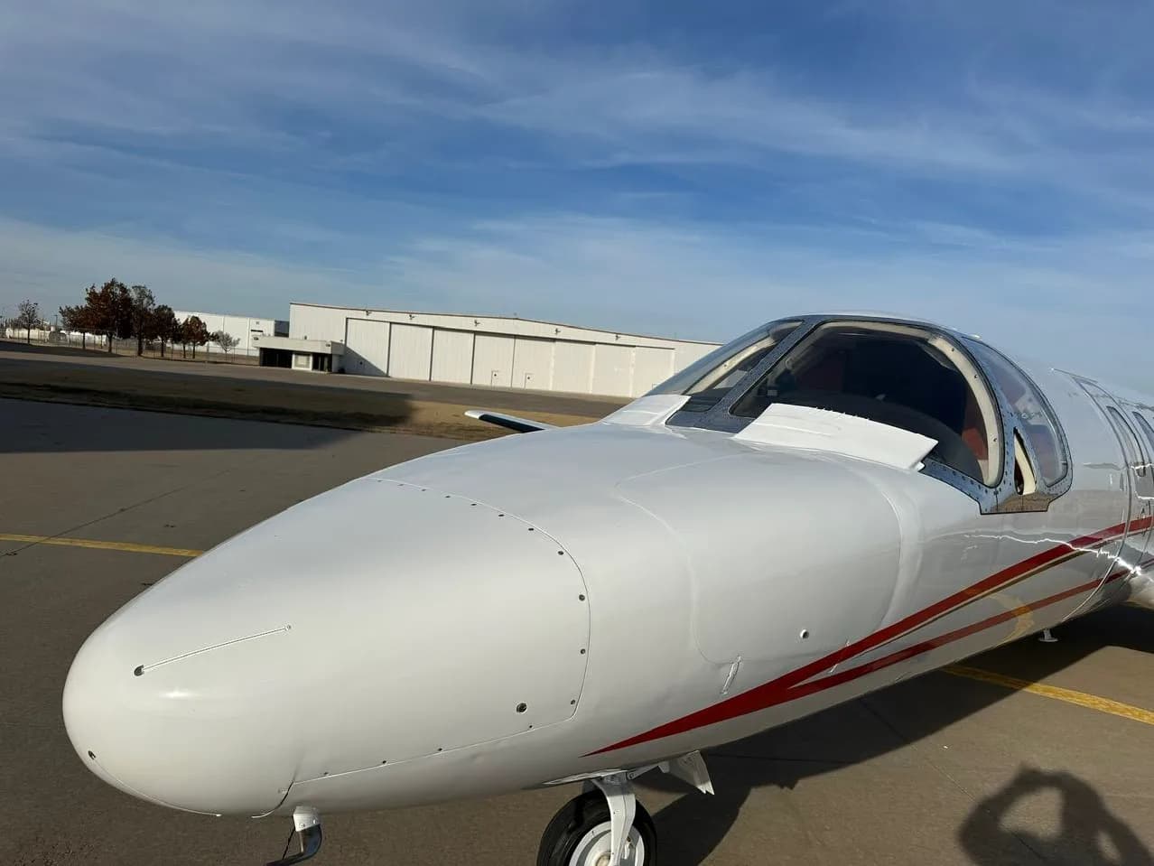Front view of Cessna Citation CJ1+ aircraft N550NT.