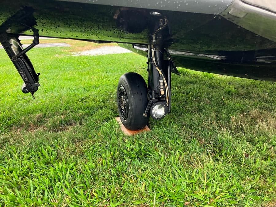 Landing gear of a Fouga CM.170 Magister, also known as a Paris II.