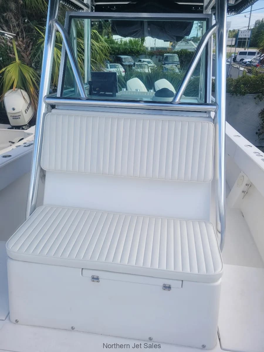 Close-up of the boat's rear seating area.