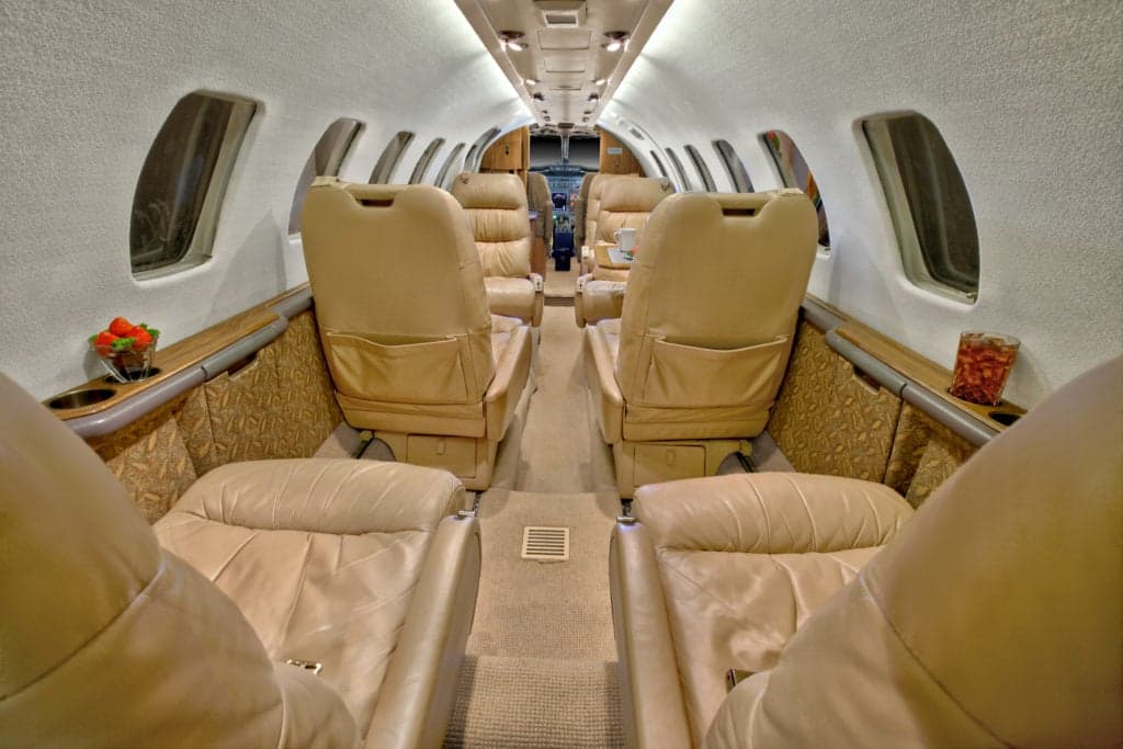 Full view of the Citation Ultra cabin interior, showcasing the seating arrangement and design.