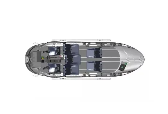 An overhead diagram illustrating the interior seating and layout of a helicopter.