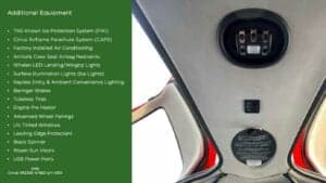 Close-up of the interior of a Cirrus SR22G6 aircraft, showing additional equipment and features.