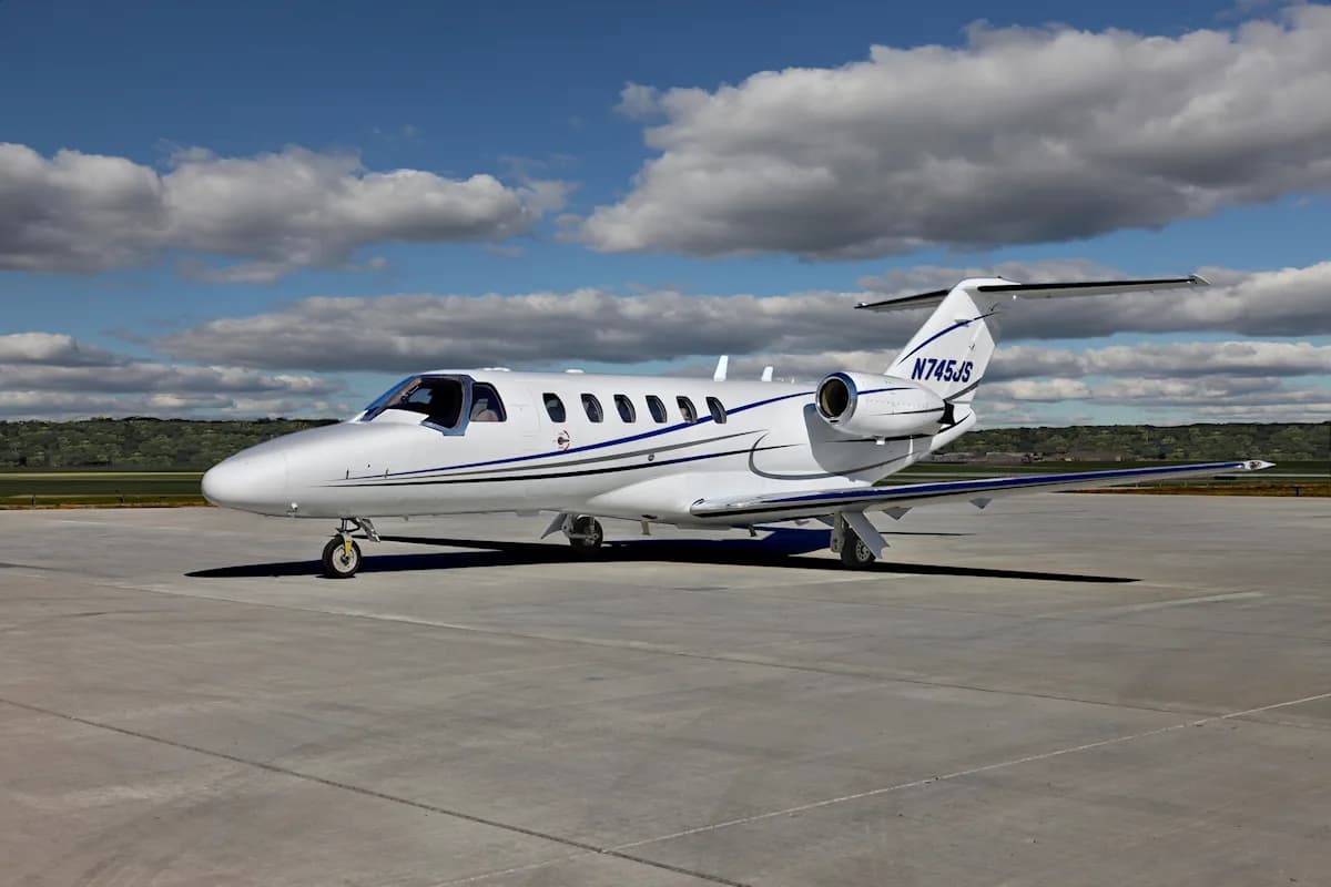 Cessna Citation CJ3 with registration N745JS on the ramp.