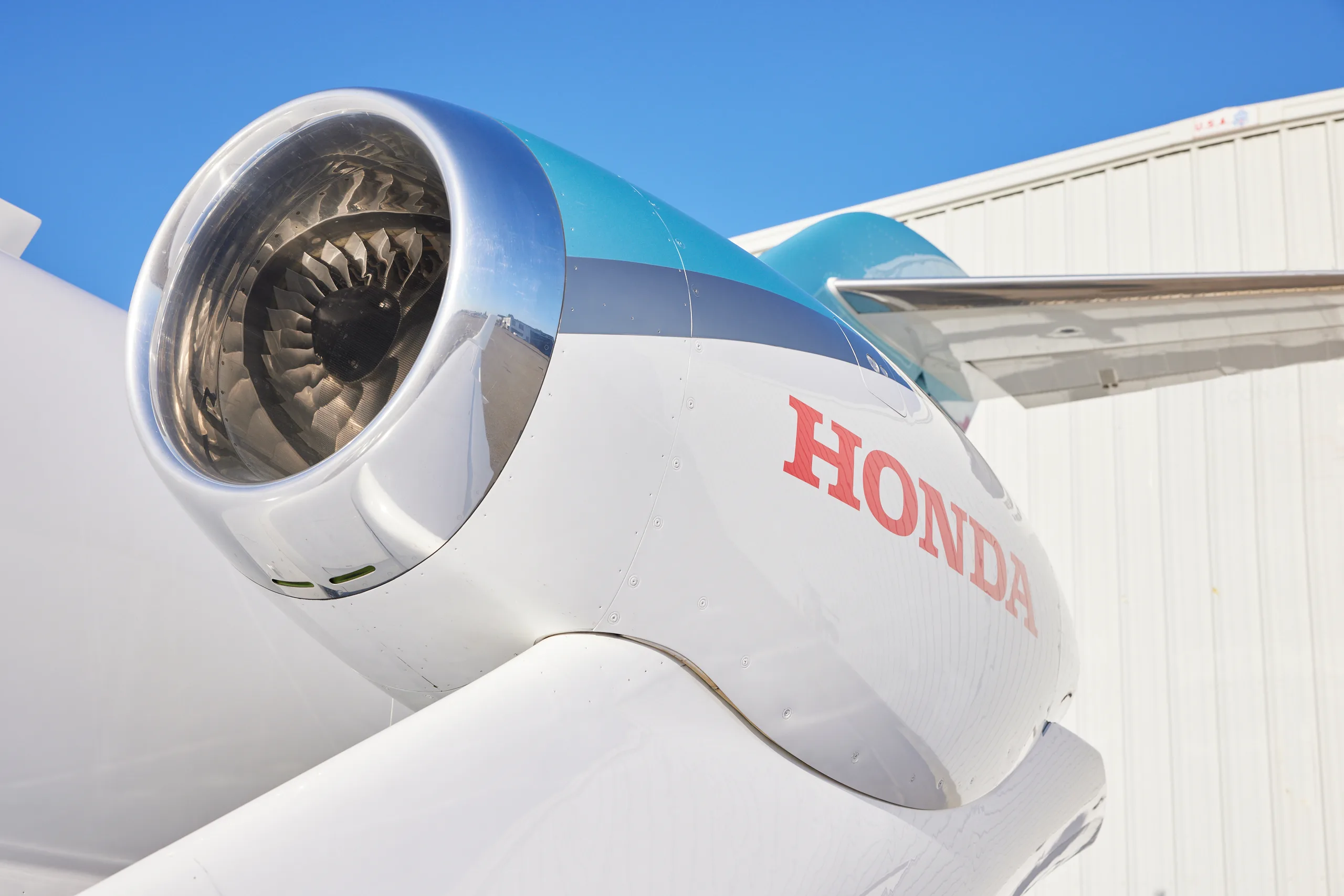 Close-up of the HondaJet Elite engine.