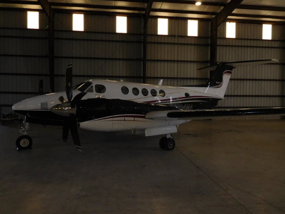 N494MA King Air in a hangar.