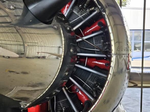 LY-EUG aircraft engine close-up.
