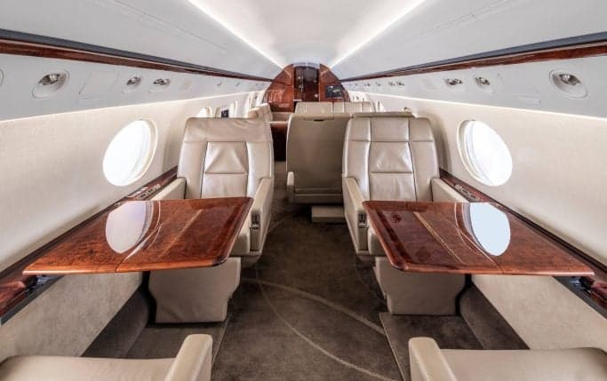 The cockpit of a Gulfstream G450 aircraft.