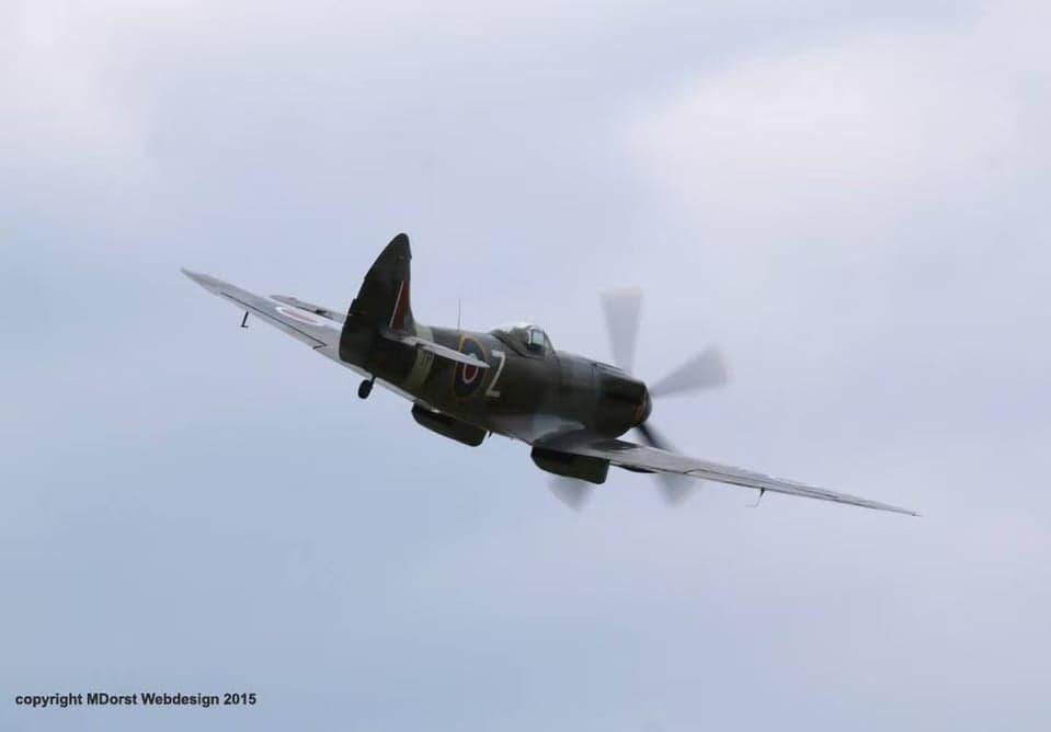 D-FSPT Supermarine Spitfire flying with a Messerschmitt Bf 109.