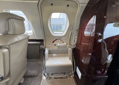 The interior of the Citation CJ3+ aircraft, showing the entry steps.