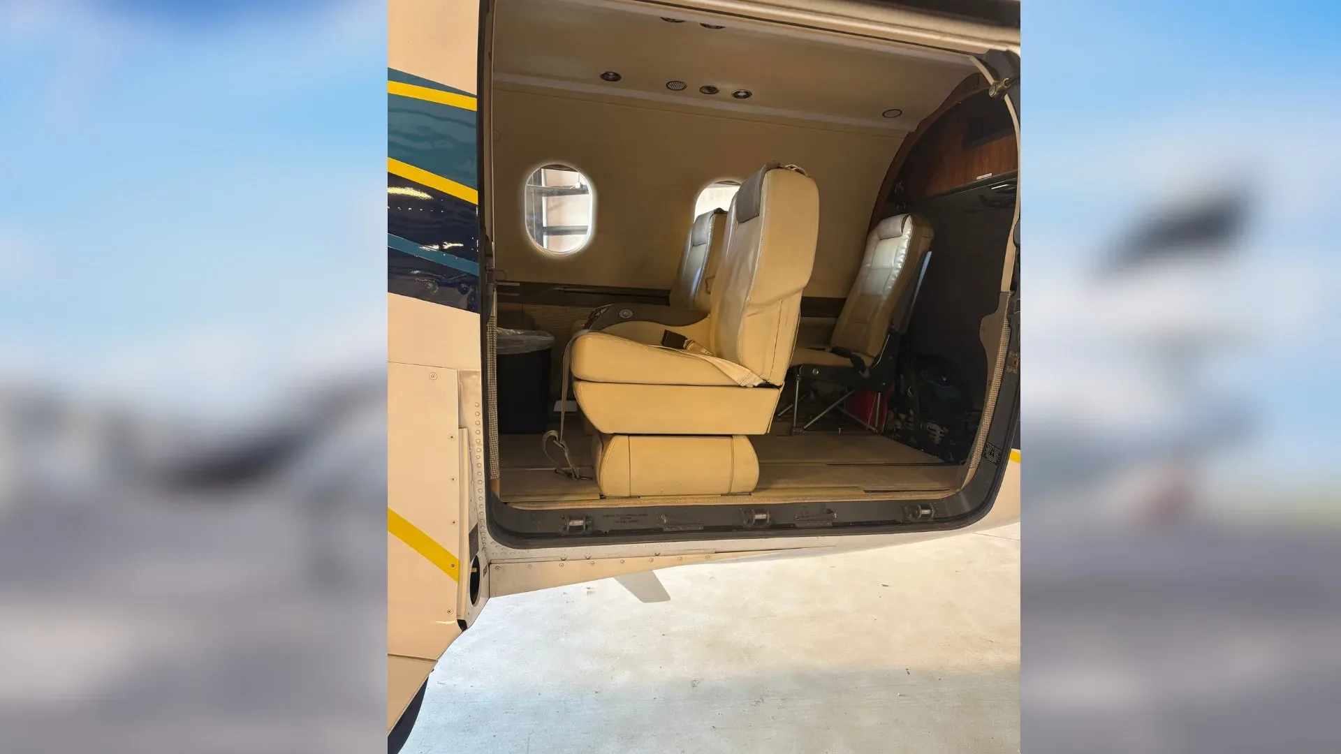 Interior view of the cabin of Pilatus PC-12 aircraft N757BT.