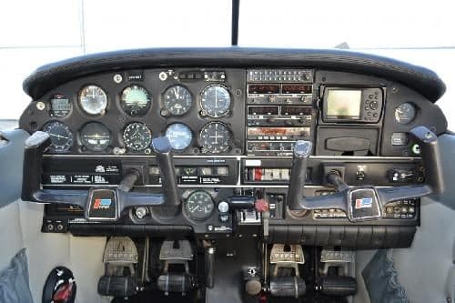 Detailed view of the aircraft's instrument panel and controls.