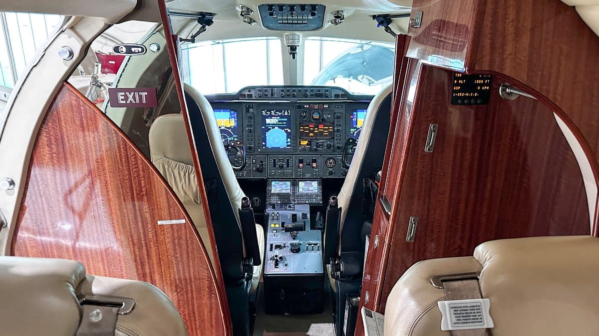 View of the aircraft cockpit from the cabin.