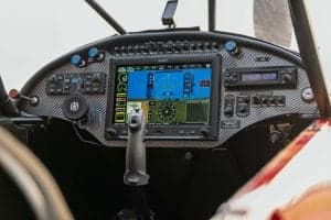 Detailed view of the aircraft's instrument panel and controls.