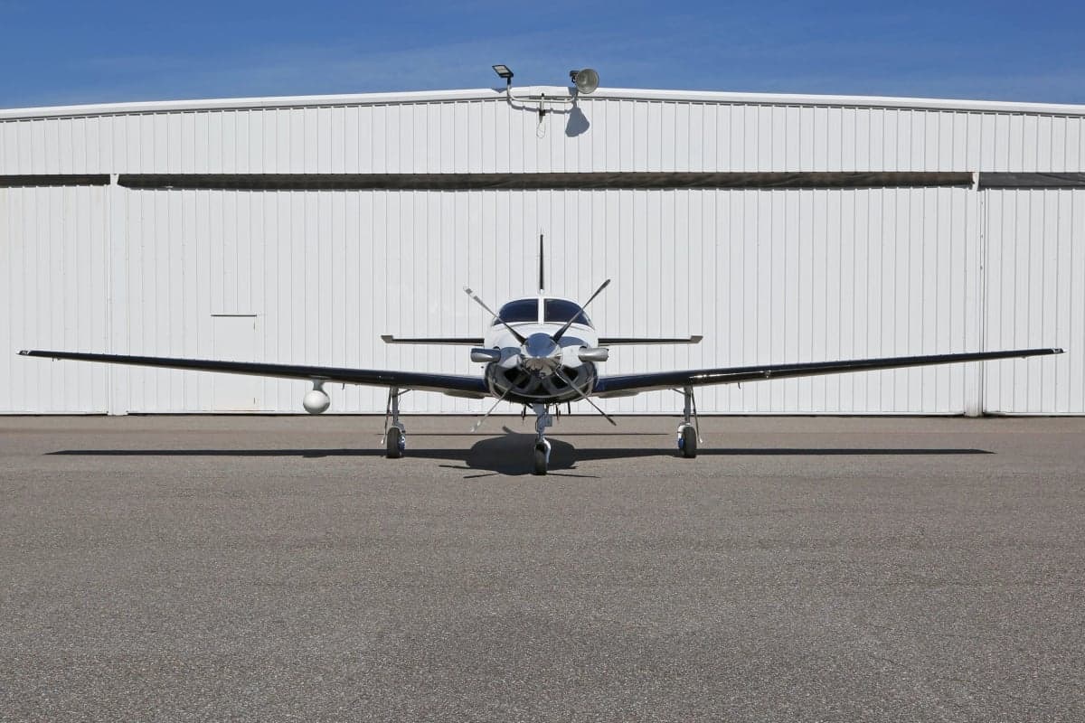 Front view of a Meridian aircraft on the ground.