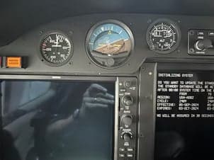 Close-up of the instrument panel in the cockpit.