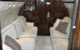 A view of the interior seating area of the aircraft.