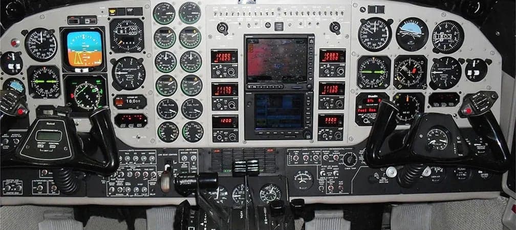 Detailed view of the aircraft's instrument panel.