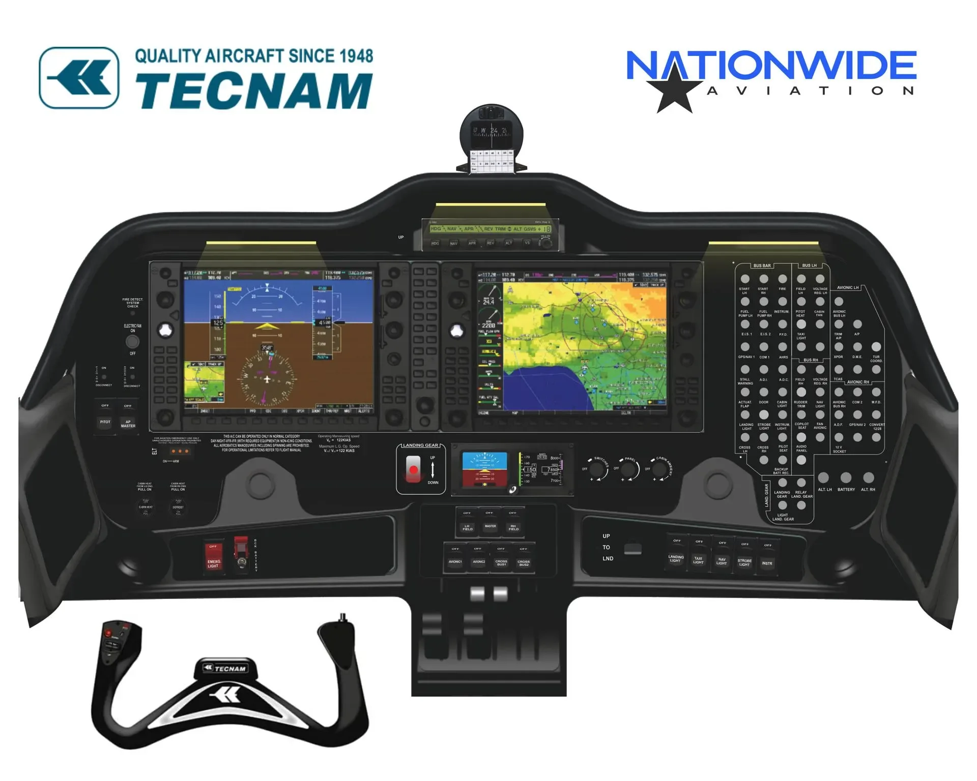 Tecnam instrument panel diagram.