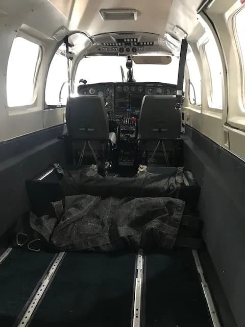 View of the cockpit from the rear of the aircraft.