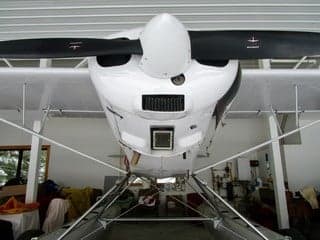 A close-up view of the front of the aircraft.