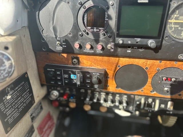 Detailed view of the aircraft's cockpit controls and instruments.