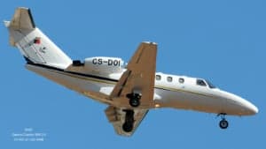 Cessna Citation 525 CJ1 aircraft with registration CS-DOI parked on the tarmac.