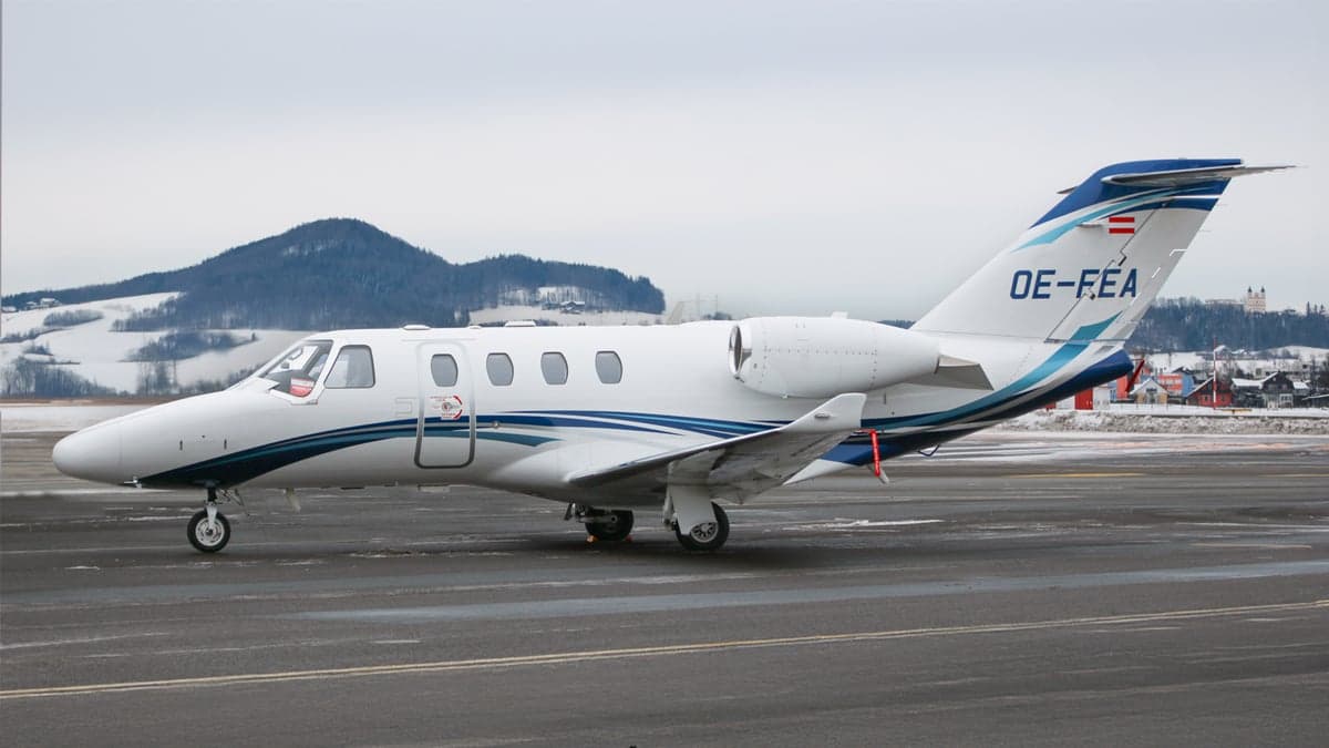 OE-FEA Cessna Citation CJ3 on the tarmac.