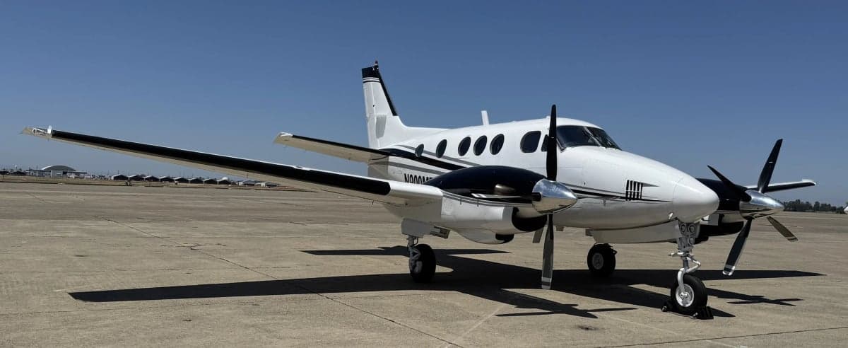 A Beechcraft King Air on the tarmac.