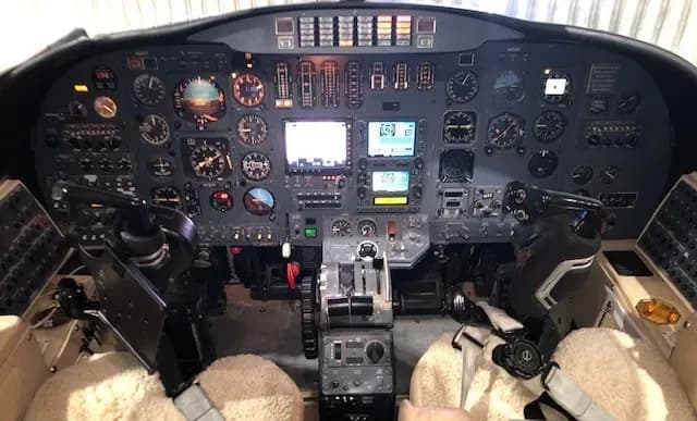 View of the Cessna Citation cockpit instrument panel.