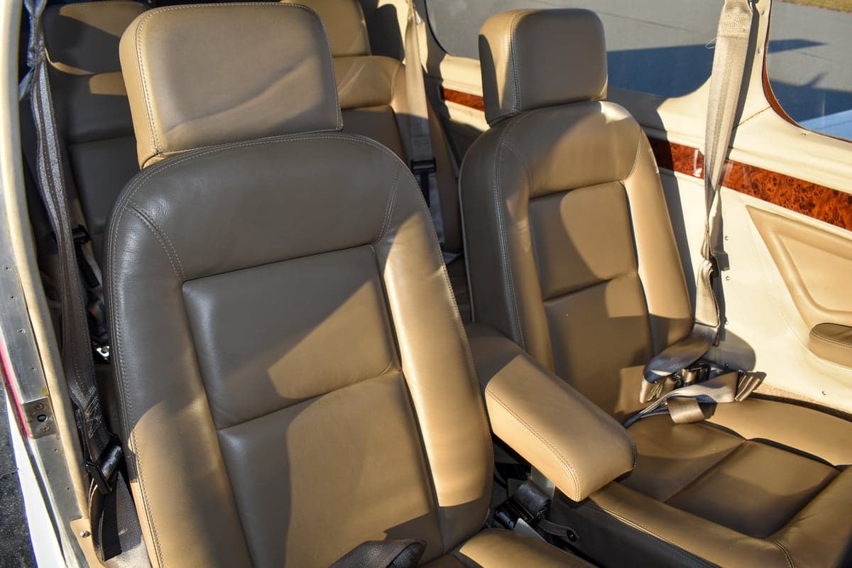 Close up of the aircraft's leather seats.