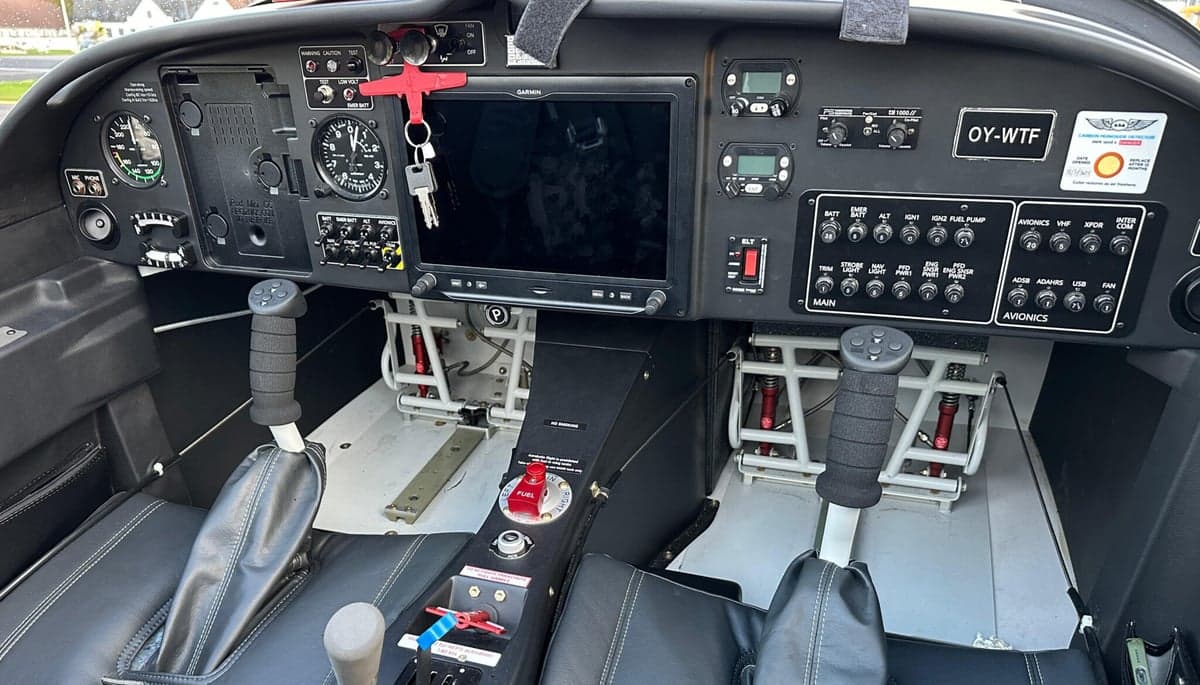 Cockpit view of the Aura Aero Integral R instrument panel.