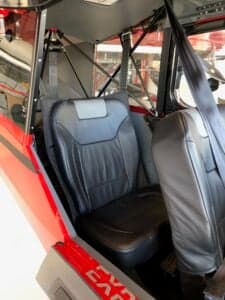 The interior of a Cubcrafters aircraft, showing the seats and frame.