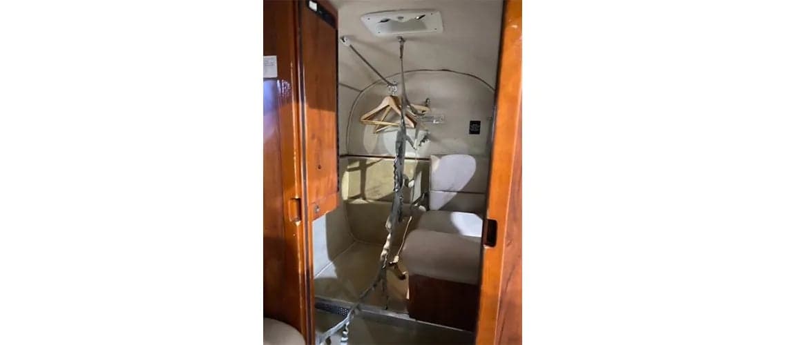 View of the aircraft's lavatory.