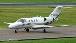 A Cessna CitationJet PH-WMM on the tarmac.