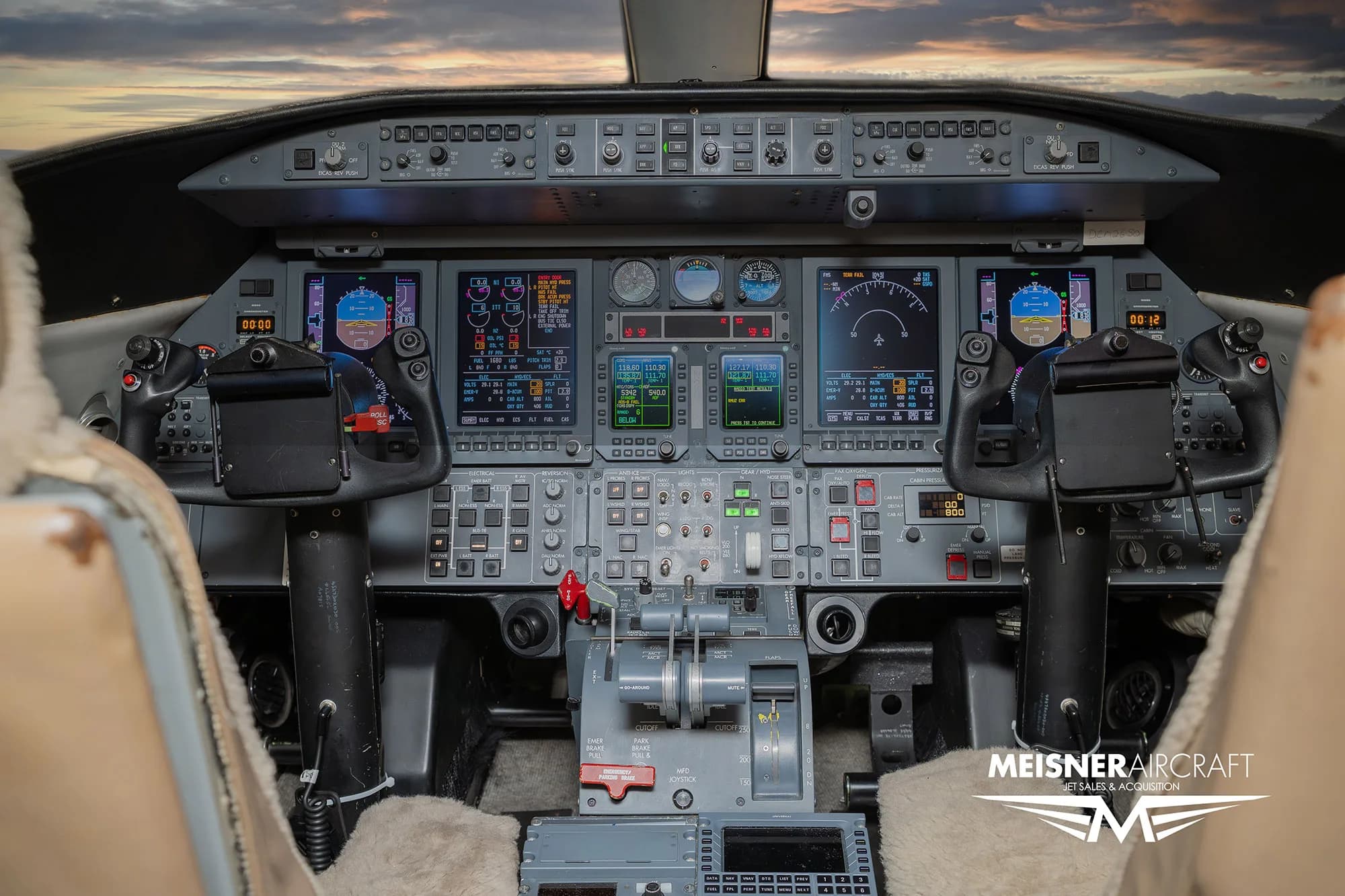 Cockpit view of the Learjet 45XR.