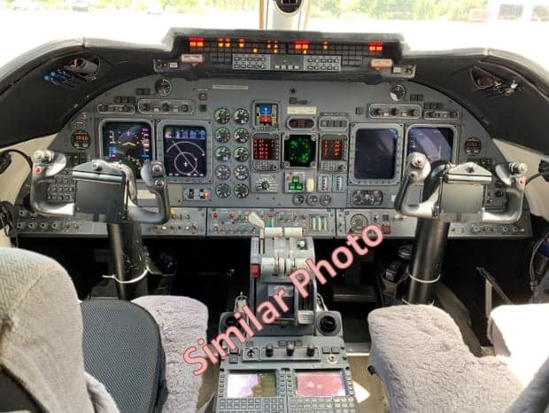 The cockpit instrument panel of the aircraft.