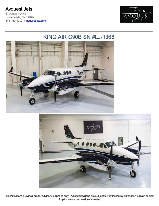 N22MT King Air C90B on the tarmac from two angles.
