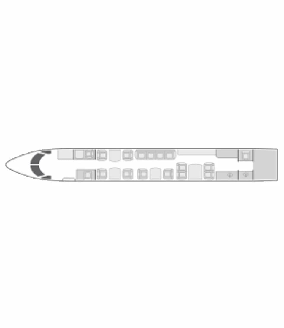 Diagram of the aircraft's seating layout.
