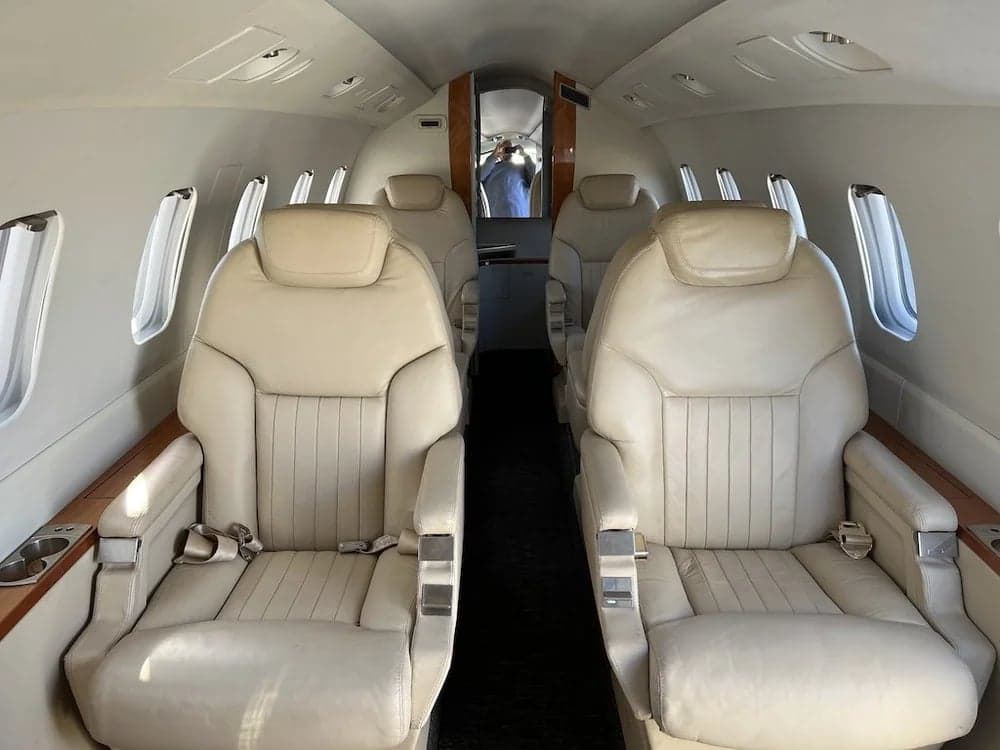 The interior of the Piaggio Avanti EVO features comfortable leather seats and a spacious cabin.
